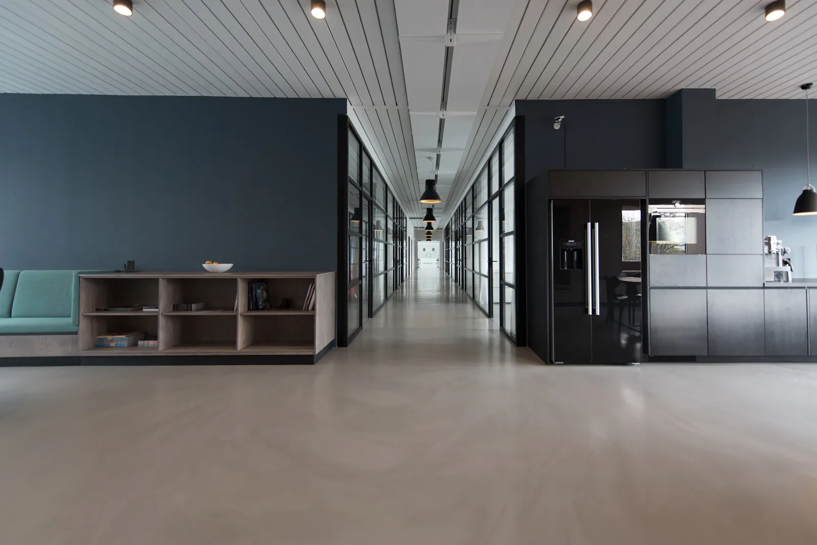 Interior hallway of Charter Funding's Santa Ana office